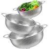 Chstarina Set di 3 Colino Acciaio Inox, Scolapasta Microforato, Colino da Cucina con Doppio Manico e Base, per Frutta Verdura Riso Pasta, Lavabile in Lavastoviglie (16.5/22.5/28.5 cm)
