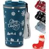 GEMFUL Mug termica, 510 ml, in acciaio inossidabile a doppia parete, anti-perdita, ideale come regalo per lui e per lei