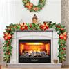 Timiyou Ghirlanda Natalizia, 2.7m Decorazioni Natalizie, Ghirlande Natalizie Rattan con Fiori Artificiali e Bacche Rosse, per Porta, Scale, Camino, Esterno, Ghirlanda Natale