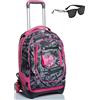 Seven Trolley New Tech Seven, Keep Flag, Rosa, 3in1 Zaino Sganciabile, Scuola & Viaggio + Occhiali da Sole con Custodia