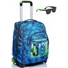 Seven Trolley Seven, Crew, Blu, 2 in 1 Zaino con Cross-Over System, Scuola & Viaggio + Occhiali da Sole con Custodia