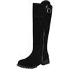 rismart Stivali Al Ginocchio Donna Punta Rotonda Tacco Grosso Zip laterale Stivali Lunghi Scarpe Autunno Inverno Marrone PU,36