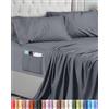 Utopia Bedding Set Lenzuola Una Piazza e Mezza 4 Pezzi 135x190 cm - Microfibra di Poliestere - Lenzuolo con Angoli con Tasche Portaoggetti, Lenzuolo Piatto e 2 Federe Ricamate, Grigio