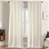 Joydeco Set di 2 tende in velluto bianco avorio, 132 x 225 cm, morbide e semi-oscuranti, isolanti termici, con fettuccia arricciata, con passante, spesse 330 g/㎡, per soggiorno e camera da letto