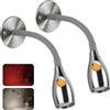 Obeaming 2 x Lampade da Lettura LED 12V Camper Barca Dimmerabile 4000K & Luce rossa, DC12V-24V per Furgone Rimorchio Cabina Comodino, Flessibile Collo di Cigno CRI93, Alluminio Lavorato