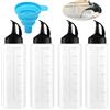 XUHN Bottiglia Squeeze Di Plastica 4 Pezzi 350 Ml Flacone Dosatore Con Tappi Trasparente Condimento Dispenser Per Squeeze Ketchup, Senape, Mayo, Salse, Con Imbuto