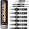 Nicpro Set di 21 pennelli per pittura in miniatura, per colori acrilici, acquerelli, pennelli asciutti, modello in miniatura, con contenitore