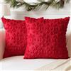 Artscope 2 Pezzi Natalizio Federe in Lana Corta Velluto Copricuscini Morbido Decorativo Fodere per Cuscino Lusso Stile per Divano Camera da Letto Natale Neve Rosso 60x60 cm