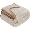EMME Coperta in pile Sherpa, morbida, per divano, letto (cachi, 228,6 x 228,6 cm)
