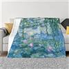 SYTTNUM Coperta di Flanella,Coperta Monet Lotus,Super Morbida e Calda,Lotus Coperta Copriletti Microfibra Tutte Le Stagioni Morbido Durevole