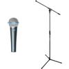 Shure BETA 58A Microfono Vocale Dinamico Supercardioide a Elemento Singolo & Amazon Basics - Treppiedi con Asta Porta-Microfono a Giraffa, Nero