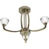 Oaks Lighting Palermo - Lampadario con 3 luci, Struttura in Ottone Vintage con paralumi in Vetro Trasparente