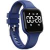 Focwony Orologio digitale per bambini, impermeabile, con contapassi, display a LED, cronometro, per bambini, ragazzi, ragazze, adolescenti, Blu scuro, misura unica, Moderno