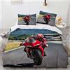 ApttEk Set di Lenzuola da Letto Poliestere Morbido 155X220Cm Moto Motocross Copripiumino Singolo Bambina Copripiumini + Federa 50X75 Cm Durevole E Ad Asciugatura Rapida