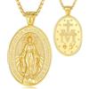EUDORA Harmony Ball Collana Vergine Maria Medaglia Miracolosa per Donne Uomini Argento Sterling S925, Placcato Oro 18K Medaglia della Beata Madre Vergine Madre Maria Ciondolo Gioielli Regalo, 22+2