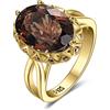 JewelryPalace Anello ovale 5,7 ct da cocktail naturale, al quarzo, in argento Sterling 925, anello in pietra marrone da donna, in argento 925, placcato oro giallo, placcato oro rosa, set di gioielli,