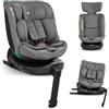 Kikka Boo KikkaBoo Seggiolino auto i-Size i-SECURE, 40-150 cm, Seggiolino auto Gruppo 0 1 2 3 ISOFIX, da 0 a 12 anni, da 0 a 36 kg, Rotante a 360o, 12 posizioni Poggiapiedi, Grigio chiaro