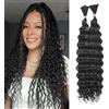 TAOYEMY Deep Wave Capelli Sintetici Sfusi per Trecce 20 Pollici 120g (1 Confezione—2 Ciocche) Extension per Trecce Boho Senza Cuciture, Stile Ricci e Bagnati (1B, 20 inch)