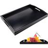 Mumjooyi Vassoio Rettangolare Vassoio da Portata con Manici 40 x 28 x 4 cm Vassoio Legno Nero Vassoio Grande per Cucina Sala da Pranzo Café