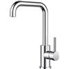 FORIOUS Rubinetto Lavello Cucina, Miscelatore Cucina Girevole a 360°, Forma di L Monocomando Acciaio Inox con 1 Foro, Cromo Lucido
