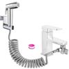 DQZSY Set per bidet, doccetta in plastica ABS, set per pannolini in tessuto per bambini, con dispenser per rubinetto, modalità doppio getto, ugello, tubo per molle, supporto da parete