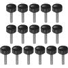 QUARKZMAN 16pz Zigrinate Morsetto Manopole M4 x 20mm Maschio Filettatura 16mm Testa Impugnatura Plastica Metrico Testa Zigrinata Viti Bullone Pomelli Filettati Perno Maniglie, Nero