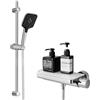 Lonheo Colonna Doccia con Miscelatore Termostatico, Saliscendi Doccia con Soffione e Supporto, Miscelatore Doccia con Asta Doccia 70cm, Doccetta per Doccia a 3 Funzioni, Cromato