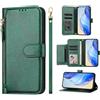 HAOFUGUI Flip Custodia per Samsung Galaxy A20E / A10E Case, Custodia in PU Pelle Portafoglio,Case in Pelle con Tasca Zip Porta Carte Laccio Supporto Stand Antiurto Case-Verde