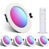 Großcat 4x Faretti LED da Incasso per Cartongesso 220V RGBW 10W, Smart Bluetooth Faretti da Incasso Bianco Caldo 2700K-6000K, Dimmerabili App Controllato downlight IP44 per bagno soggiorno