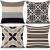 ASDCXZ Set di 4 federe per cuscino in stile boho, 40 x 40 cm, moderne, geometriche a righe, beige, grigio, nero, per divano, cuscino decorativo, lavabile in poliestere, lino