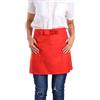 Hapivida Grembiule Corto in Tinta Unita con Doppie Tasche Cameriera Professionale Cucina Ristorante Mezzo Grembiule per Uomo Donna(Rosso)