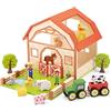 Woet® Nave Portacontainer Giocattolo in Legno per Bambini - Con 4 Container - Set Veicoli - Giocattolo di Imitazione - A Partire da 3 Anni