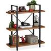 Relaxdays Libreria Scaffale, Mobile con 3 Ripiani, 102x90x33,5 cm, Metallo & MDF, Mensole Moderne Industrial, Marrone, Acciaio, Fibra di Legno, 1 pz