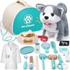 Tacobear Valigetta Dottore Bambini Kit Veterinario di Legno con Elettronico Peluche Cane Giocattolo Che Cammina e Abbaia, Costume Dottore, Kit Dottoressa Giochi Interattivi Regalo Bambina Bambino 3 4 5 6 Anni