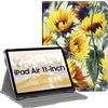 FINTIE Custodia per iPad Air 11 (2024) M2, iPad Air 6a/5a/4a generazione (2024/2022/2022) - [Visualizzazione multiangolare] Custodia protettiva con supporto per matite e tasca, girasoli