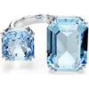 Swarovski Anello aperto Millenia, Taglio ottagonale, Blu, Placcato rodio