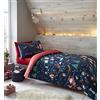 Catherine Lansfield Santas Wonderland BD/55525/W/KQS/NA - Set copripiumino king size che si illumina al buio, colore: blu navy