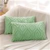decorUhome Set di 2 federe decorative per cuscini in morbida lana sintetica, primaverili, per divano, supporto lombare, per la casa, 30 x 50 cm, verde salvia