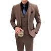 Hndudnff Completo da uomo slim con blazer + gilet + pantaloni tinta unita casual business sposo matrimonio 3 pezzi vestito, Marrone, XL