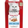 NESTLE' PURINA PETCARE IT. SpA Mon Petit Intense Pesce Merluzzo Salmone Sardine Gourmet® Purina® 6x50g