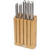 Joseph Joseph Elevate Set di 5 Coltelli da Cucina Professionale, Chef, Santoku, Acciaio Inox Giapponese, con Ceppo Portacoltelli, Legno Bambù