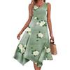 ROFUSSO Abito Lungo Estivo da Donna Abito Boho Senza Maniche Abito da Spiaggia Elegante e Floreale Abito Casual di Linea A Abito Midi a Girocollo Abito a Canotta con Tasche S-2XL