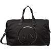 Armani Exchange Antigua, Sustainable, Glossy Circular Logo, Borsone Uomo, Nero, Taglia Unica