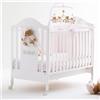 NANAN Lettino Culla Neonato in Legno con Ruote colore Bianco/Rosa - Puccio Baby