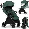 Lionelo Ingrid - Passeggino Leggero Compatto Pieghevole 6M-4A fino a 22 Kg Cappottina Cestino e Manubrio colore Green Emerald