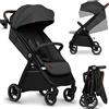 Lionelo Ingrid - Passeggino Leggero Compatto Pieghevole 6M-4A fino a 22 Kg Cappottina Cestino e Manubrio colore Grey Stone