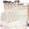 HEYMKGO Pennelli per Trucco Pennello 22PCS Professionale Sintetico Premium Fondotinta Cipria Fard Pennello Viso Ombretto Eyeliner Pennelli per Trucco+4 Puff Trucco Spugna Pulizia+Borsa Cosmetici