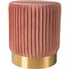 MONTEMAGGI Pouf Sgabello Velluto Plissettato Rosa Cipria Base Dorata 35X35X42 cm