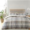 Catherine Lansfield Set copripiumino matrimoniale reversibile con federe, in cotone spazzolato, a quadri, colore naturale