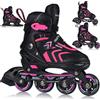 SPORTRIKE Pattini in linea 4 in 1, pattini in linea regolabili, per bambini e adulti, cuscinetti ABEC7, taglie 29-43 (S (29-33)